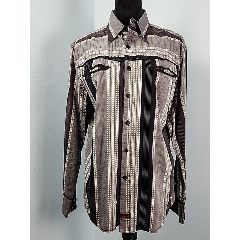 Fender Custom Rock & Roll Religion Guitar Button Shirt Skull Punk Size Medium